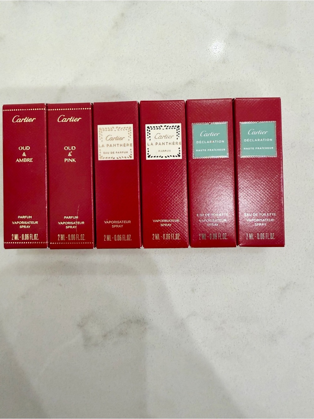 Cartier Luxury Perfume Sample Lot – 6 Mini Spray Vials (2 mL Each) NEW